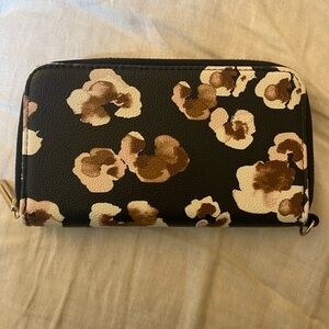 Thirty-One Black and Brown Floral Wallet